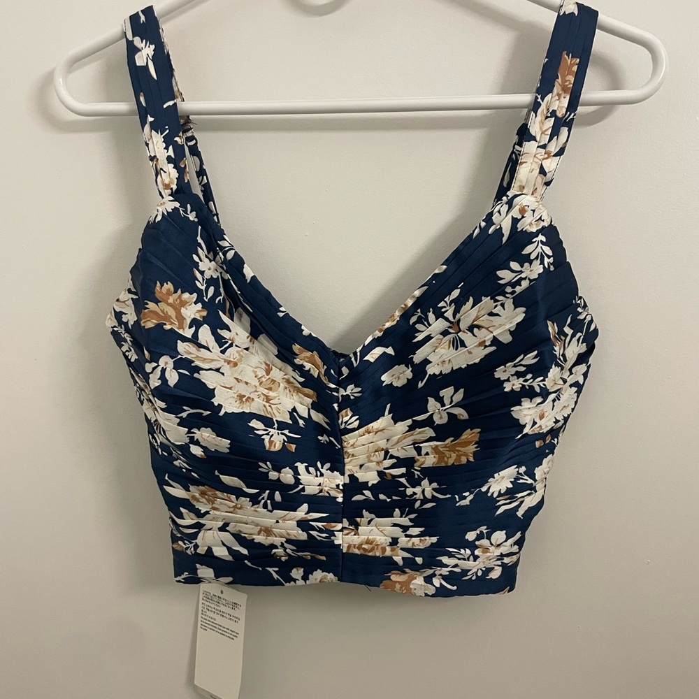 NWT Abercrombie Floral Navy Top